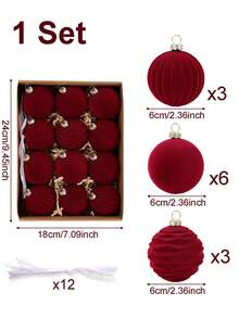Bộ 12 quả cầu Giáng sinh màu đỏ tía phủ nhung, đồ trang trí cây thông Noel bằng nhung, quả cầu trang trí Giáng sinh, đồ trang trí Giáng sinh vui vẻ, đồ trang trí nhà cửa, quà nhét tất Giáng sinh, đồ trang trí Giáng sinh, đồ thủ công Giáng sinh, quả cầu Giáng sinh, đồ dùng tiệc Giáng sinh, trang trí phòng, đồ trang trí treo Giáng sinh, trang trí đêm Giáng sinh, quà tặng Giáng sinh, đồ nhét túi quà Giáng sinh, đồ nhồi túi Giáng sinh, trang trí Giáng sinh, trang trí Noel, trang trí năm mới 2027, trang trí mùa đông. - Màu Đỏ Sâu - Xem 7