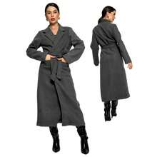 Women's Max Long Overcoat In Brushed Wool Hbd Plus - Sbt-005 - Gris Oscuro - Ver 2