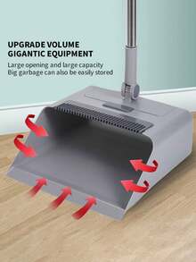4 In 1 Dustpan And Brush Set, Broom, Kitchen Cleaning Tools, Broom And Dustpan With Comb, Suitable For Home, Kitchen, Room, Office,. Cleaning Supplies, Cleaning Tools - 灰色 - 查看 10