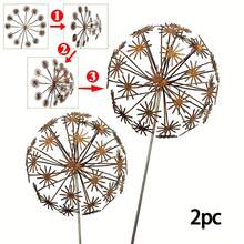 2pcs Rusty Dandelion Metal Garden Signs | Vintage Iron Flower Garden Stakes | Suitable For Yard, Garden, Holiday And Seasonal Decor - Dandelion - View 5