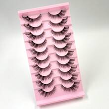 10 Pasang Bulu Mata Palsu Tebal dan Mengembang Glamor, Bulu Mata Imitasi Mink 3D Berantakan dan Silang, Ekstensi Bulu Mata Panjang dan Dramatis - Hitam - View 2