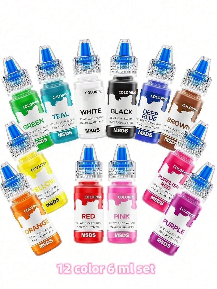 Colorful Gel Pigments - High Concentration Pigments, Soap Coloring Agents, Decorative Tools, DIY Silicone Mold Gel, Suitable For Baking Decoration, Soap Making (Stickers Randomly Included) - Multicolor - View 1
