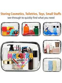 Bolsa de cosméticos con tema de mejor maestro, organizador de viaje con cremallera de PVC, bolsa de regalo resistente a la decoloración y ligera, bolsa de almacenamiento conveniente, bolsa de maquillaje, estuche de maquillaje portátil aprobado por TSA, diseño fácil de limpiar, bolsa de artículos de tocador impermeable, adecuado para madres, maestros, amigos, enfermeras, regalos de oficina, regalos del Día de la Madre, artículos esenciales de viaje para vacaciones escolares, útiles escolares, regalos de graduación - Multicolor - Ver 3