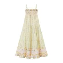 Women Slip Dress, Spaghetti Straps Backless Flower Print Swing Dress Summer Long Dress For Cocktail Party - Light Green - View 1