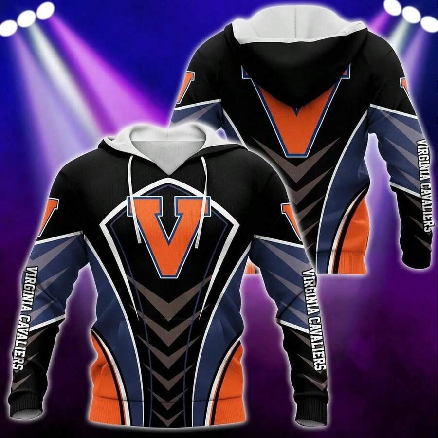 Virginia Cavaliers Armor Black 3D Hoodie Virginia Cavaliers Fan Gifts - 彩色 - 查看 1