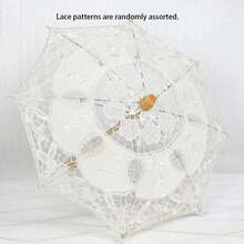 1pc/Set Mini Lace Umbrella, Wedding Photography Prop, Solid Color Lace Woven Dance Umbrella, Palace Style Decorative Umbrella - Multicolor - View 17