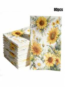 20pcs/Set, 40pcs/Set, 60pcs/Set, Floral Series Sunflower Theme Printed Thick Soft Party Napkins, 2-Ply Soft Paper Napkins, Unfolded 33cm*40cm, Suitable For: Wedding, Tea Party, Birthday Party Decoration Napkins, Party Decoration, Party Supplies, Holiday Decoration - Multicolor - View 10