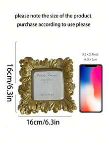 1pc K-Pop Star Card Album, European Style White/Gold/Silver Palm Leaf Edged Resin Photo Frame, Horizontal & Vertical Dual-Use Home Decor Frame, Multiple Colors Available, Suitable For Family Photos Display And Photography Props, Living Room, Bedroom, Study - A - View 9
