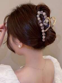 1 pieza Pinza de pelo elegante con camelia y perla, pinza de pelo versátil de alta gama para recogidos de mujer, accesorio de pelo para vacaciones - Multicolor - Ver 3