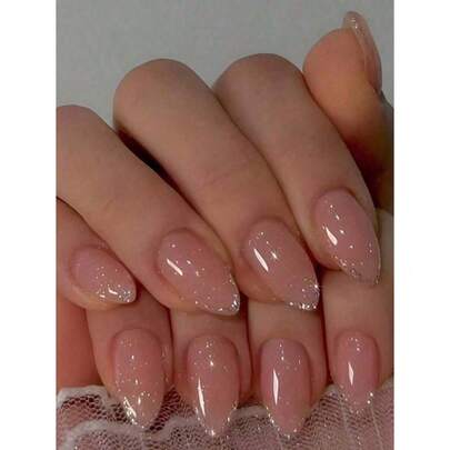 24pcs Short French Gradient Pink & White False Nails For Party, Dance, Daily Wear Press On Nails Nail Supplies 8FD3Valentine's Day Gift For Her