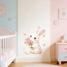 Cute Cartoon Rabbit Pattern, Soft Color Matching, Warm And Comfortable, Creating A Dreamy Nursery. Self-Adhesive, No Residue, Perfect Wall Decor For Baby Bedroom. - Multicolor - View 7