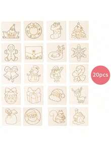 20-delars set med trämallar för jultema, innehåller 12 färgpennor och 1 pysselklistermärke - DIY-målningsmallar, mönster inkluderar söt jultomte, ren och snögubbe. Lämplig för heminredning, scrapbooking och kreativa projekt. Kan även användas för juldekorationer, julgransdekorationer, jultillbehör och julgransprydnader. - Multifärgad - Visa 3