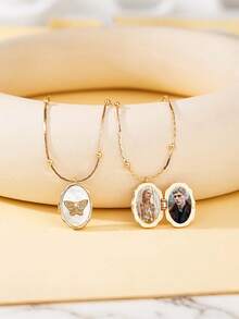 Dây chuyền mặt dây hình thiên thần và bướm được cá nhân hóa, mặt dây có thể tùy chỉnh ảnh kèm hộp trưng bày - Món quà thanh lịch dành cho Ngày của Mẹ hoặc vợ. - Nhiều màu - Xem 5