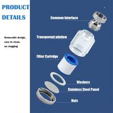 2 Pcs Faucet Filter With 10 Cartridges, 360° Swivel Anti-Splash Tap Water Purifier Kit, Multi-Layer Dechlorination Water Filter System, Removable Transparent Sink Aerator For Kitchen Bathroom, Universal Fit - View 4
