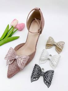 2pcs New Elegant Multi-Color Butterfly & Leaf Rhinestone Detachable Shoe Clips - Perfect For Weddings, Bridal Parties, And High Heels - Multicolor - View 5