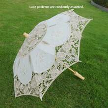 1pc/Set Mini Lace Umbrella, Wedding Photography Prop, Solid Color Lace Woven Dance Umbrella, Palace Style Decorative Umbrella - Multicolor - View 29