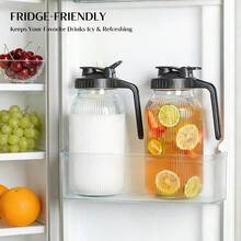 64oz Glass Jar Pitcher With Pour Spout Lid - 2 Pack, Wide Mouth Glass Pitcher With Lid, Leak-Proof Glass Breastmilk Pitcher Cold Brew Coffee, Tea And Fruit Drinks, Fridge - Default - View 6
