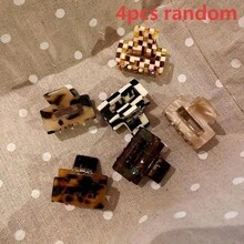 1/3/4pcs (3.5cm) Random Leopard Print Non-Slip Acetate Fiber Hair Clips, Suitable For Girls And Women - Can Firmly Secure Ponytails And Buns Summer Hair Accessories Beach Claw Clips Vacay Hair Claws - Multicolor - View 7