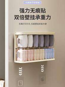 This Wall-Mounted Hair Accessory Organizer Features Multiple Compartments – A Large-Capacity Plastic Storage Box For Hair Clips, Ties, And Jewelry. Its Transparent Design Ensures Easy Visibility And Saves Space In The Bathroom Or Bedroom. - Beige - View 8