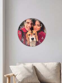 1PC Customized Personalized Wooden Clock, Personalized Clock, Holiday Party Decoration, Daily Family Gathering Party Decoration, Home Decor, Suitable For Mother's Day Decoration, Best Living Room Wall Clock, Christmas Decoration, Available In 3 Sizes - Multicolor 2 - View 6