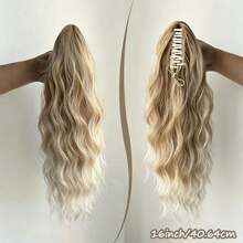 16 Inch Wavy Clip-In Ponytail Extension, Gradient Blonde Synthetic Hair Piece, For Women's Daily And Party Use - Multicolor - View 2