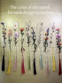 10pcs Acrylic Flower Shaped Bookmarks With Tassels, Transparent Floral Bookmarks In Multiple Colors, Learning Supplies, Office Stationery, Suitable Gift For Readers And Students - Flower-shaped Bookmark - View 14