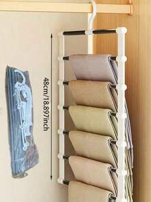 1/2pcs Closet Storage Organizer, 7-Tier Stepped Pants Rack Set, Aluminum Alloy + Foldable Anti-Slip Design, Space-Saving Closet Organizer, Essential For Dorm Girls / Home Organization Of Scarves And Jeans, Wrinkle-Free Long Pants Hanging, Easily Expand Closet Capacity, Convenient And Worry-Free Access - Multicolor - View 12