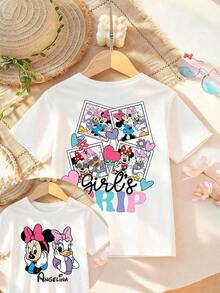 Disney Women's T-Shirts Are Double-Sided, With Minnie And Daisy Patterns In The Photo Frame. This Soft And Breathable T-Shirt With Short Sleeves And Round Neck Is Very Suitable For Spring And Summer Wear, And It Is For Daily Wear, Holiday Leisure And Outdoor Adventure. - 白色 - 查看 1