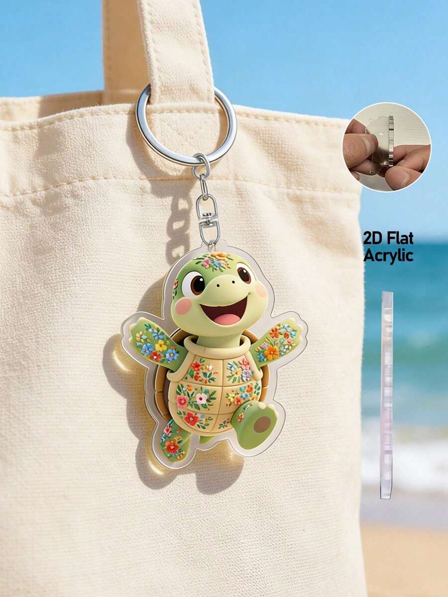 2D可爱小海龟亚克力钥匙扣挂件,时尚卡通海龟钥匙扣,可装饰汽车后视镜,轻巧耐用,适用于手提包、背包、钱包和钥匙装饰,海洋动物挂件,适合日常、旅行、学校和派对装饰,是送给女性、女孩、朋友和动物爱好者的理想礼物,也是母亲节、生日、毕业和夏季的完美礼物。 - 彩色 - 查看 1