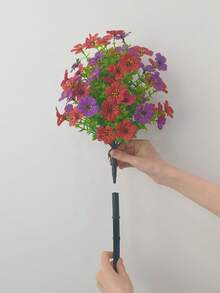 1 Artificial Morning Glory Ground Insert, Eucalyptus Leaf Decoration, Suitable For Garden Decoration, Outdoor Artificial Hanging Flowers, Home Office, Floral Themes, Home Decoration, Party Decoration, Artificial Plants, Wedding Decoration, Fall Decor - Rose Red Floor Insert - View 7