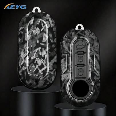 Bao đựng chìa khóa xe hơi bằng nhựa ABS kiểu sợi carbon, dành cho Fiat 500/Panda/Palio/Punto/Musa - Tương thích với 500.02L/Ducato/Lancia