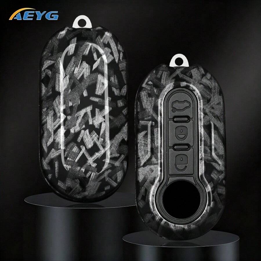 For Carbon Fiber Style ABS Car Key Case Cover, For Fiat 500/Panda/Palio/Punto/Musa - Compatible With 500.02L/Ducato/Lancia - Fiat a - View 1