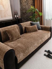 1 buah Bantal Sofa Chenille Warna Polos, Sarung Sofa Gaya Minimalis Chic, Pelindung Sofa Anti Selip dan Anti Goresan Kucing, Dekorasi Rumah Cocok Untuk Sofa 1/2/3/4 Dudukan, Sepanjang Musim - Coklat - View 7