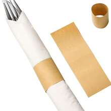 500pcs Kraft Paper Napkin Rings, Self-Adhesive Cutlery Holders, Suitable For Restaurants, Home Gatherings, Outdoor, Weddings And Holidays - Kraft - View 8