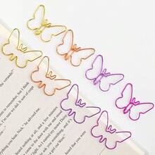 10pcs Butterfly Shaped Paper Clips, Retro Elegant Colorful Metal Plastic File Clips, Office File Organizer, Business Gift, Random Color - Butterfly - View 3