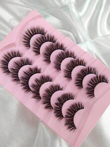 7 Pairs Fluffy Cat Eye False Eyelashes Soft Curly Transparent Band Eyelash Extension Strip Eyelashes, Eyelashes, False Eyelashes, Fake Eyelashes - Black - View 5
