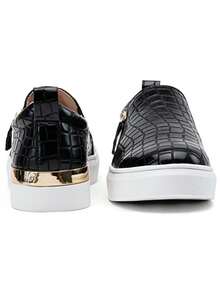 Women's Slip On Loafers With Arch Support & Side Zipper – Casual Fashion Sneakers 8010 - blackcroco - View 7