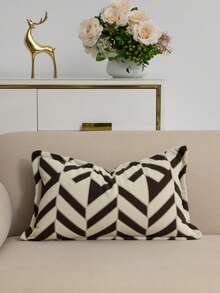 Retro NeutralArrow Pattern Pillow Cover, Woven Tufted Geometric Decorative Cushion Slip, Soft Accent Pillow Protector For Couch Bed Office Indoor Aesthetic Home Decoration, Single Sold, Without Pillow Inner Filler - Multicolor - View 5