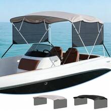 TEQIN Marine Grade 600D 4 Bow Bimini Top Replacement Canvas For Boats, Sun Shade Cover, Detachable Mesh Side Curtains, Storage Boot, Water Resistant, No Frame - Grey-4BOW8'*91-96"*54" - View 1