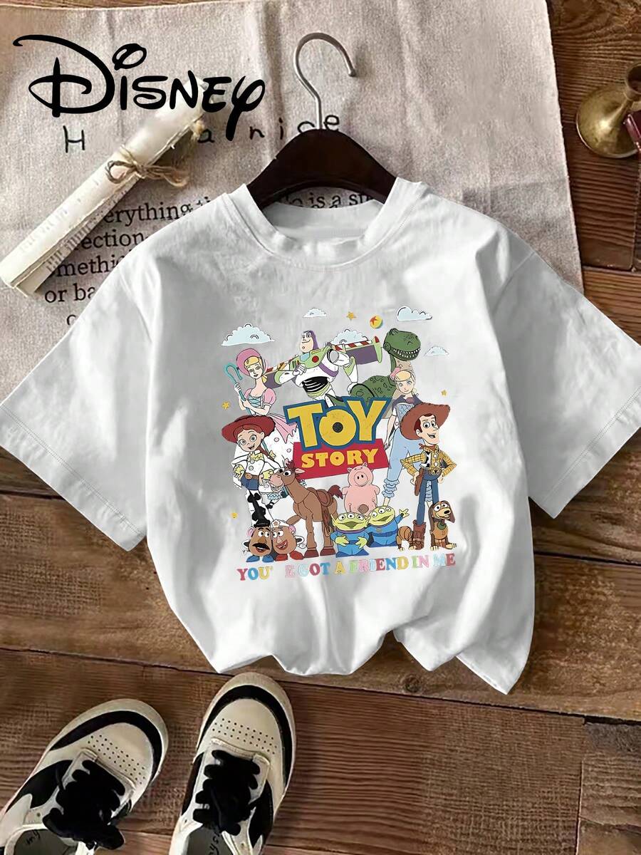 Authentic Disney Toy Story Character Pattern Disney Summer New Short-Sleeve T-Shirt Top For Women Casual Fashion Printed T-Shirt For Women - 白色 - 查看 1