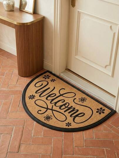 1pc Spring/Summer New Absorbent Soft Carpet, Retro Floral "WELCOME" Half-Circle Entryway Mat, Spring Bestseller Decorative Doormat, Suitable For Bedroom Or Living Room Decor, Holiday Gift, Bedroom Carpet, Comfortable Home Accessory, Modern Minimalist Mat, Decorative Carpet, Bedroom Decor, Small Rug, Carpet, Home Decor, Living Room Carpet, Small Living Room Rug