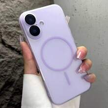 1pc Minimalist Skin-Friendly Phone Case Compatible With Apple 17 Pro Max, Air 16, 15, 14, 13, 12 Pro/Max/Plus, Support Wireless Charging, Magnetic, Matte Semi-Transparent, Anti-Fall, Protective Cover - Mauve Purple - View 6