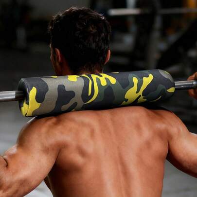 1 pieza Almohadilla de barra de sentadillas de camuflaje premium, protector de cuello y hombros de espuma gruesa antideslizante, cojín de barra con absorción de impactos para levantamiento de pesas, hip thrust, sentadillas, ideal para entusiastas del gimnasio y entrenamiento en casa