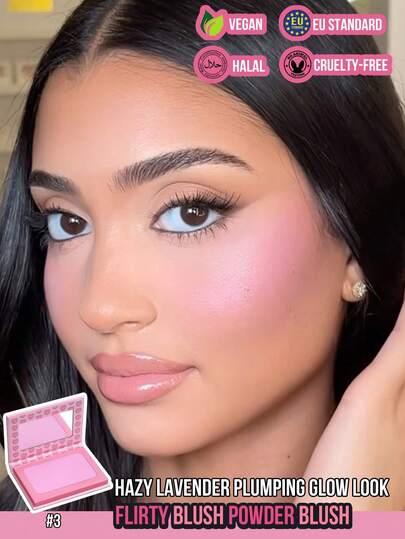  1盒MISSLYN-FLIRTY腮红粉，哑光妆效，色彩浓郁，丝滑质地，打造自然光泽，持久显色，高光修容两用盘，小巧便携，适合旅行和户外活动，女士彩妆，冬季必备，Y2K时尚风格，生日、情人节最佳礼物，纯素且不经动物实验