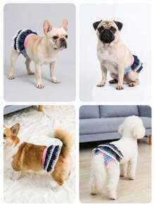 Pantalones fisiológicos reutilizables para mascotas con adorno de encaje y lazo, para prevenir el acoso, adecuados para mascotas medianas y pequeñas, protección contra fugas, suaves y transpirables, artículos esenciales para mascotas - Multicolor - Ver 6