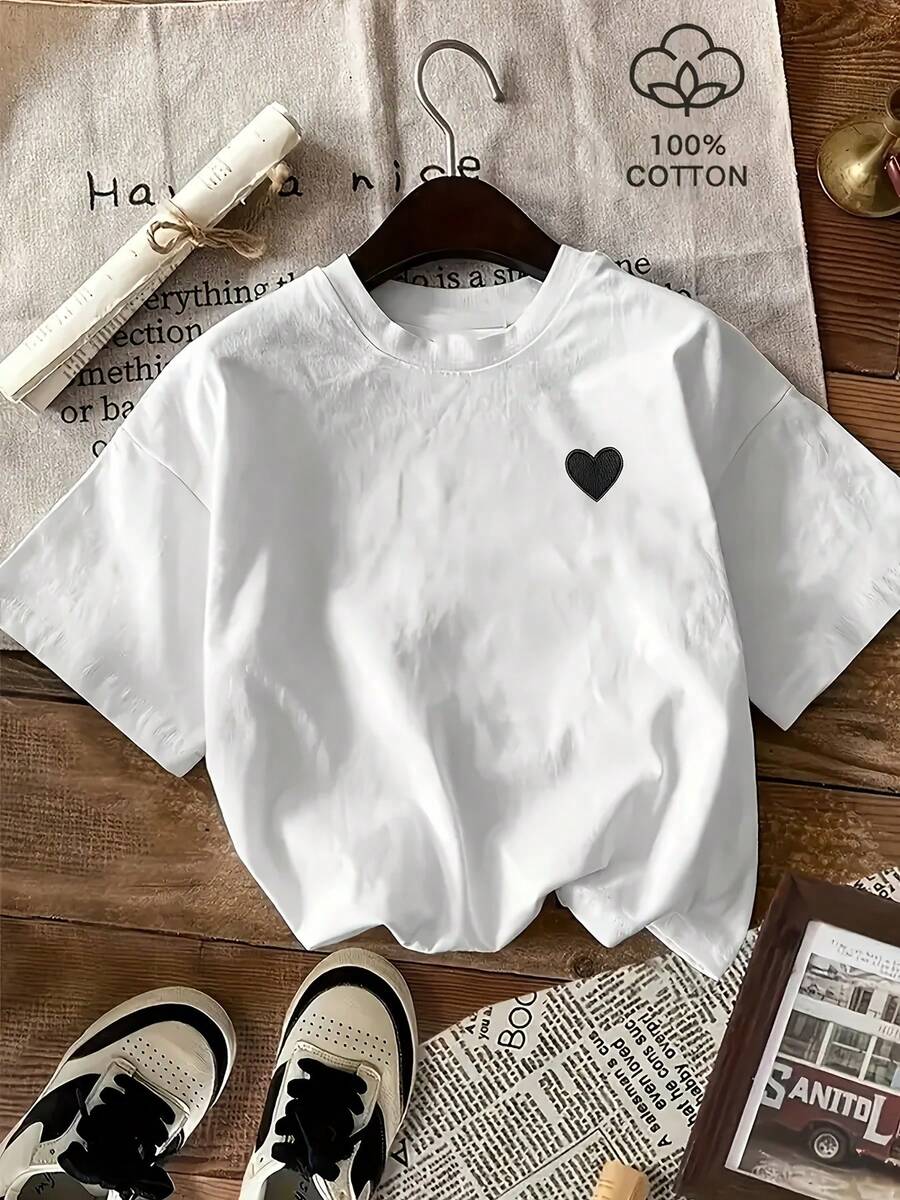 Camiseta casual de cuello redondo ligeramente elásticara mujer