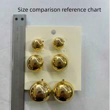 LADYCOCO 3 Pairs Elegant Vintage Glossy Golden Ball Stud Earrings, Suitable For Women - Suitable For Daily Wear And Gift, Women Earring Set - Gold Suit - View 7