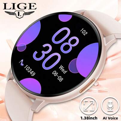  Reloj inteligente LIGE para mujer, resistente al agua, seguimiento de deportes, asistente de voz, llamadas inteligentes, reproducción de música, recordatorio de estar sentado, reloj inteligente multifuncional de moda para mujer
