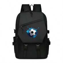 1 Football Printed Backpack - Lightweight Backpack With Adjustable Shoulder Straps, Zipper Closure, Large Capacity Main Compartment, Suitable For Travel And Daily Use - Perfect Holiday Gift, Essential For Travel, Fun Design, Sturdy Shoulder Straps - one-size - View 15
