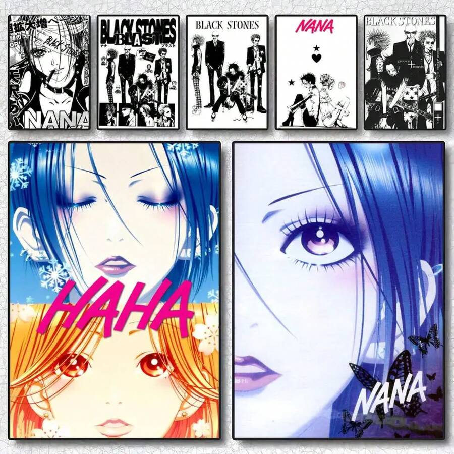 Frameless Anime Classic Nana Painting Calligraphy Canvas Poster Wall Art Interior Hallway Home Decoration Holiday Gifts - Black15 - 查看 1